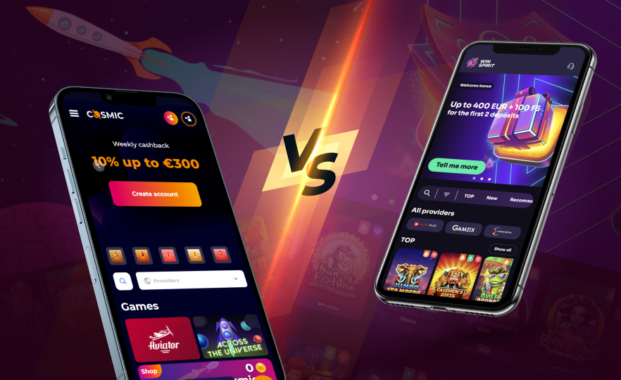 CosmicSlot Casino Mobile vs WinSpirit Casino Mobile